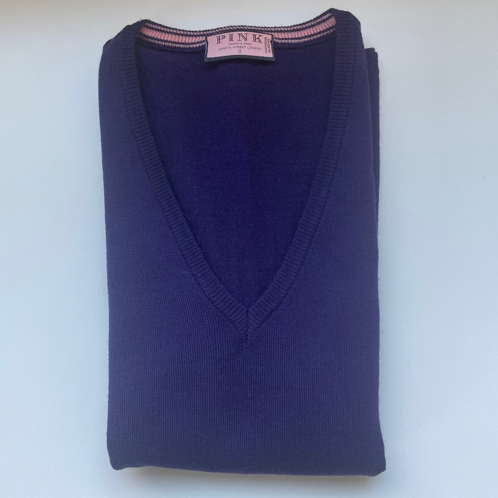 Women’s Navy Blue Thomas Pink 100% Merino Wool Sweater Vest